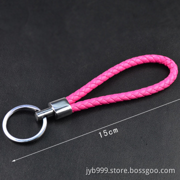 various fashion colors hand made keyring leather strap braided key chain